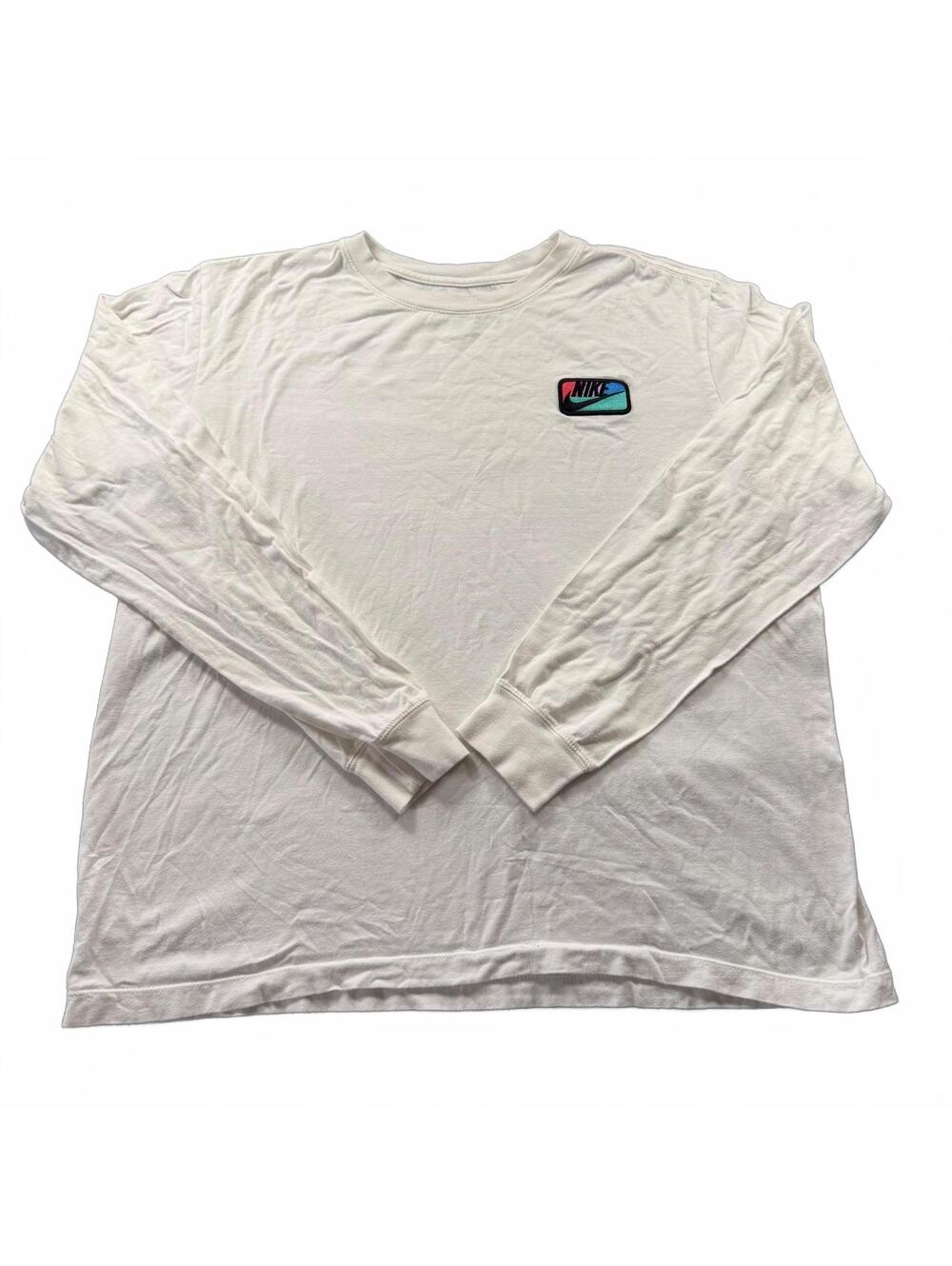 Nike Sportswear Colorful Embroidered Patch Long Sleeve T-Shirt - White